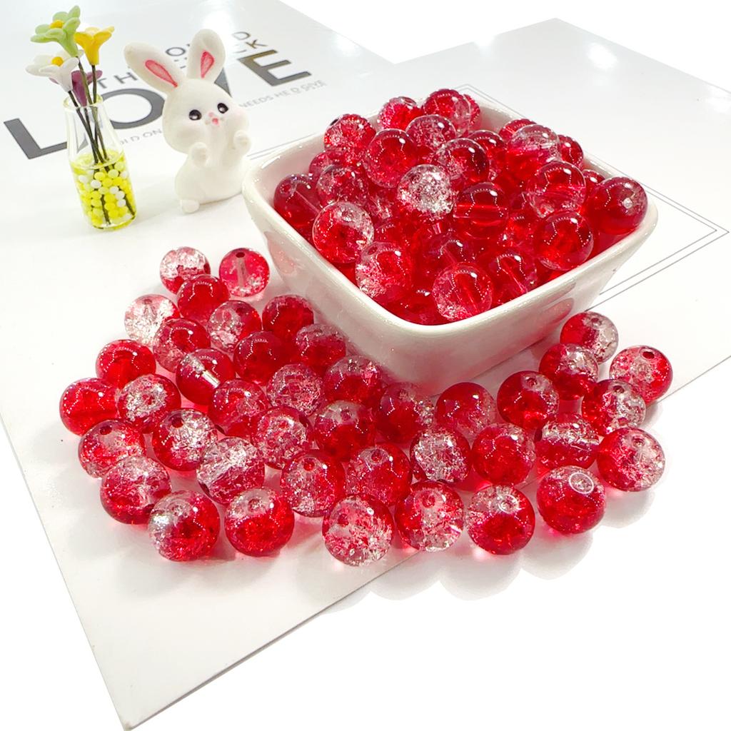 10mm Crackle Glass Round Beads, Loose Spacer Beads DIY Accessories for Bracelet Making 50pcs