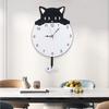 Quiet Movement Acrylic Pendulum Wall Clock with Funny Cats Fish Design Arabic Numerals for Living Room Bedroom Decors