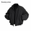 Men's Winter Retro Loose-Fit Bomber Jacket - Stand Collar, Padded, American Trendy Style