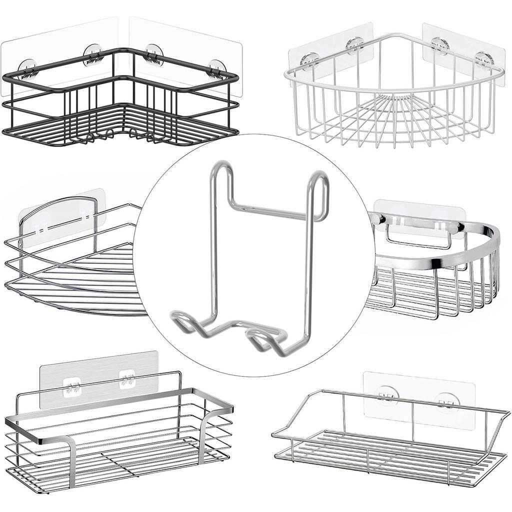 Shower Basket Rack Shelf Hook, Hanger for Wall-Mounted Shower Caddy Accessories, Suitable for Storing Loofahs, Razors, Body Brushes Utility Hooks