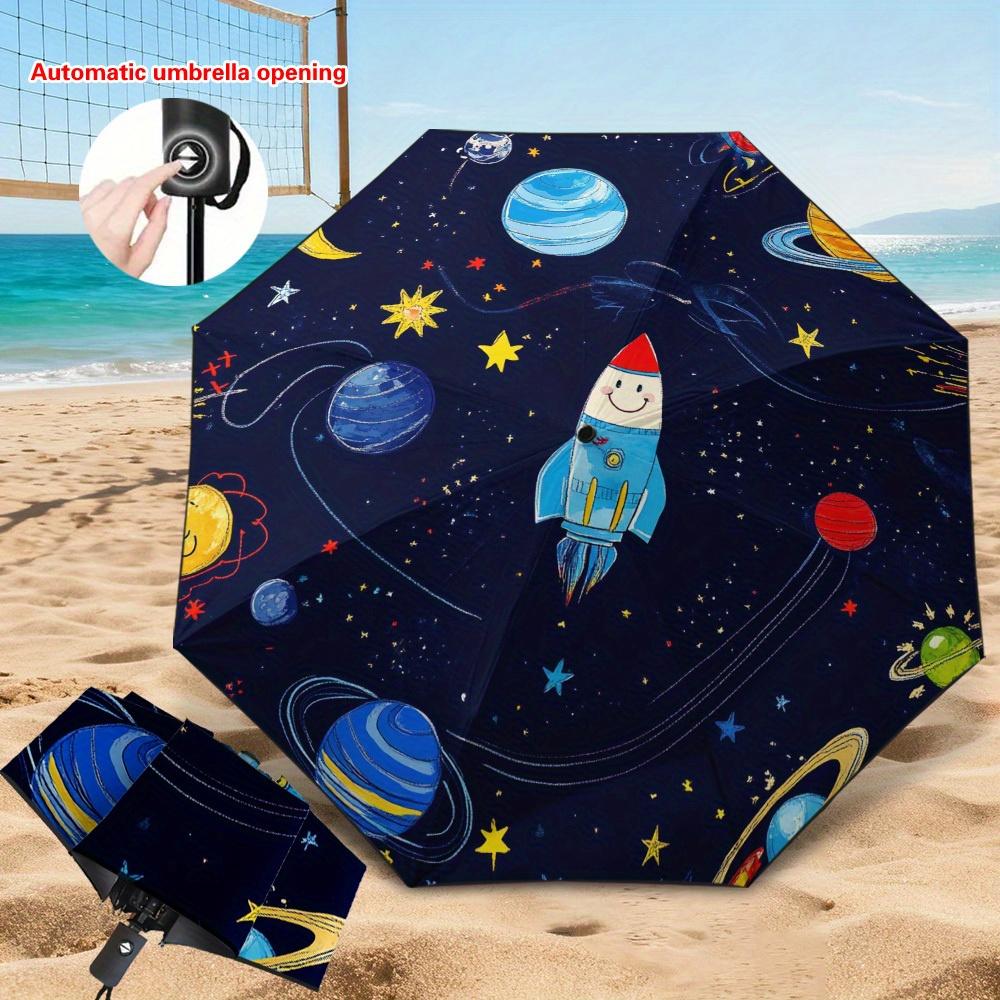

1pc Automatic Folding Umbrella with & Auto Open/Close, 8-Rib Heavy-Duty Reinforced Frame, Compact Portable Sunshade for s - Po (as the picture,Iron&8K)