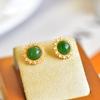 Hotan Jade Jasper S925 Silver Studs Earrings
