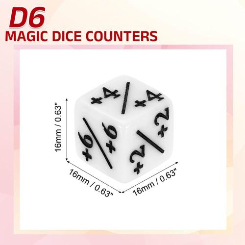 uxcell 12-Piece Magic Dice Counter Acrylic D6 Life Token Dice Set with Pouch for Standard Card Games, White