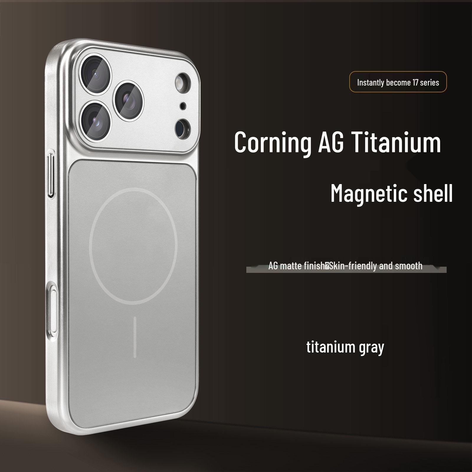 Corning AG Brushed Edge Matte Magnetic Anti-Drop Case for iPhone 16 Pro Max & Apple 17 Pro iPhone 15 Pro серый - магнитный