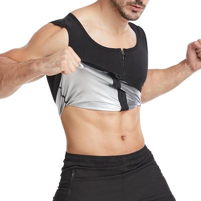 Men's Silver Ion Sauna Vest Zipper Sweat Body Shaper Waist Trainer Corset for Workout Tummy Control Weight Loss