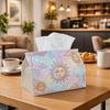 1pc Boho Aesthetic Dreamy Celestial Aesthetic Tissue Box Holder Sun And Moon Pastel Watercolor Elegant Fabric Dispenser with Reinforced Edges And Wash