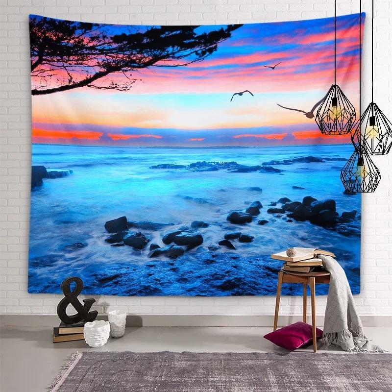 Sunset Landscape Tapestry Wall Hanging Nature Scenery Bedroom Living Room Dorm Home Decor Polyester Fabric