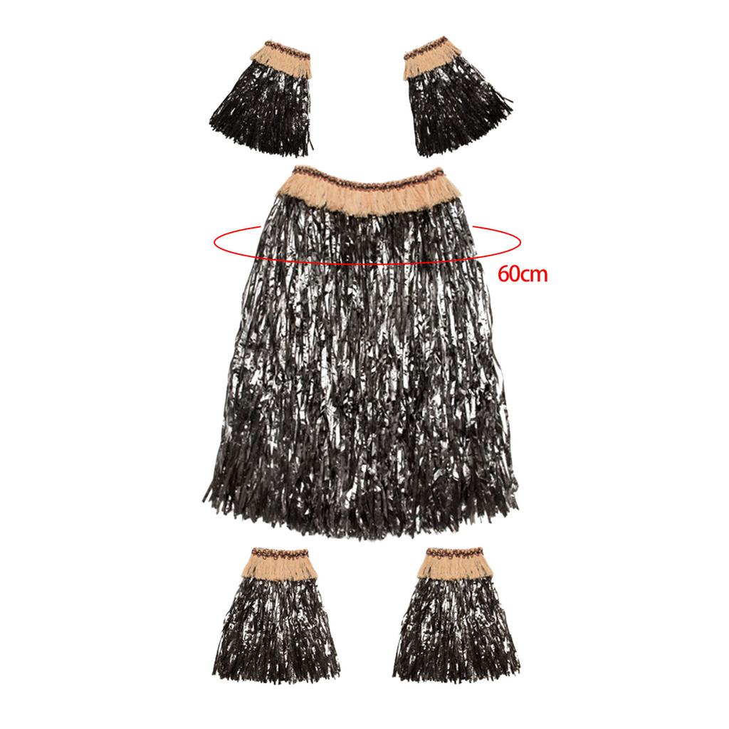 Hawaiian Grass Skirt Costume Set Adults Hawaiian Elastic Skirt Decorations for Luau Party Dress Beach Celebration Carnival