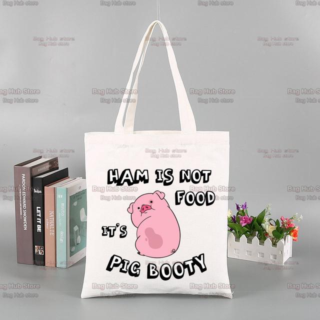 Vegan Funny Kawaii Vintage Funny Shopping Bag Graphic Tote Harajuku Women Canvas Shoulder Bag Female Ulzzang Eco Large-Capacity