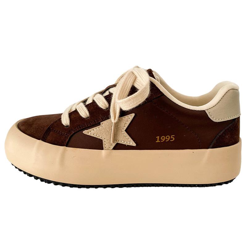 

6595 латексная стелька/2025 новые кроссовки на платформе в стиле ретро для женщин, немецкие тренировочные туфли, повседневные белые туфли с круглым носком 40