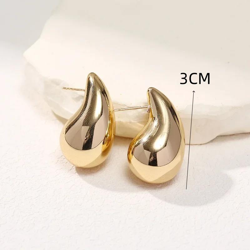 Hyperbole Long Water Droplet Flower Wing Round Wave Square Shell Golden Pendant Earrings for Women CCB Smooth Creative Jewelry