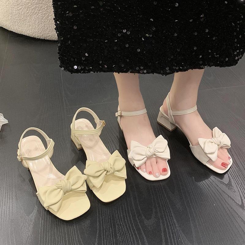 Summer Shoes Open Toe Sandals for Women's Sandals Single Shoes Women Shoes Elegant Sandals Sweet Shoes Bowknot