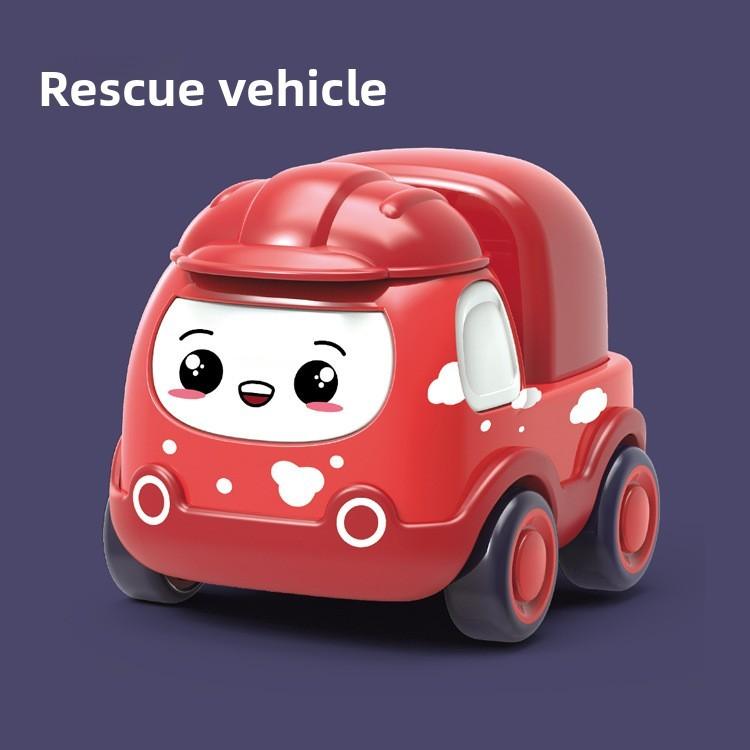 Cartoon Design Excavator Dump Mixer Truck Crane Rescue Car Children Toy Set