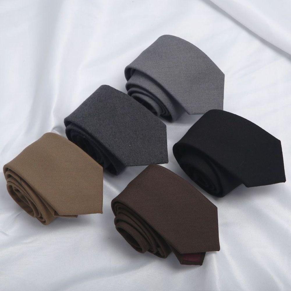 Cotton Elegant Men's Necktie Solid Color Business Suit Accessories Simple Neck Tie Student