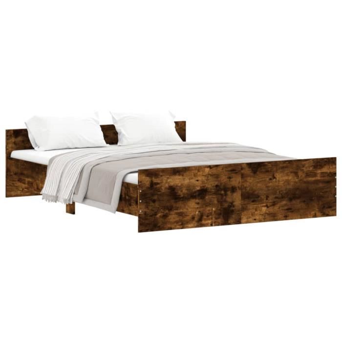 VidaXL Bed Frames Headboard and Footboard Smoked Oak 160x200 Cm 3203765