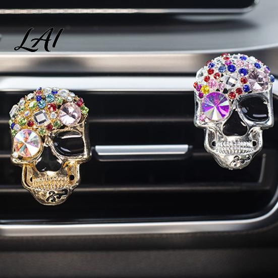 Sophisticated Car Vent Decor Bling Skull Clips Rhinestone Diffuser Clip Shiny Decorative Freshener Air Conditioner Decoration Funny Auto