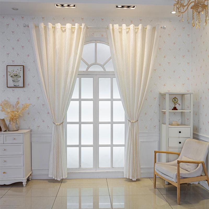 Jacquard-Hohlvorhänge, geometrische transparente Vorhänge, weißes Wohnzimmer, Esszimmer, Küche, Schlafzimmer, Wohndekorationsvorhänge