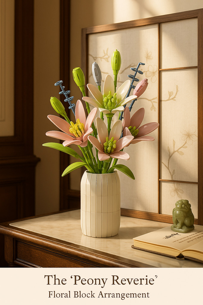 MOULD KING 10057 Bukiet kwiatów Klocki do budowy chińskiej piwonii z wazonem Model Montaż Dekoracja Zabawki Dla dzieci Prezent na boże narodzenie