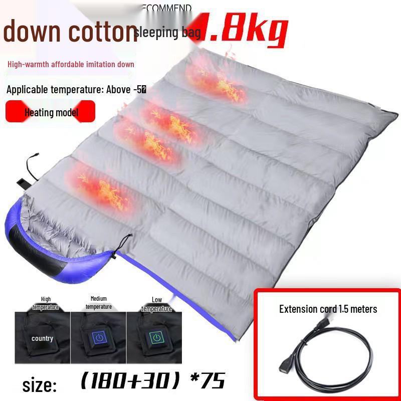 USB Heated Washable Sleeping Bag for Adults - Thickened, Warm, and Cold-Protective for Spring, Autumn, and Winter Camping.