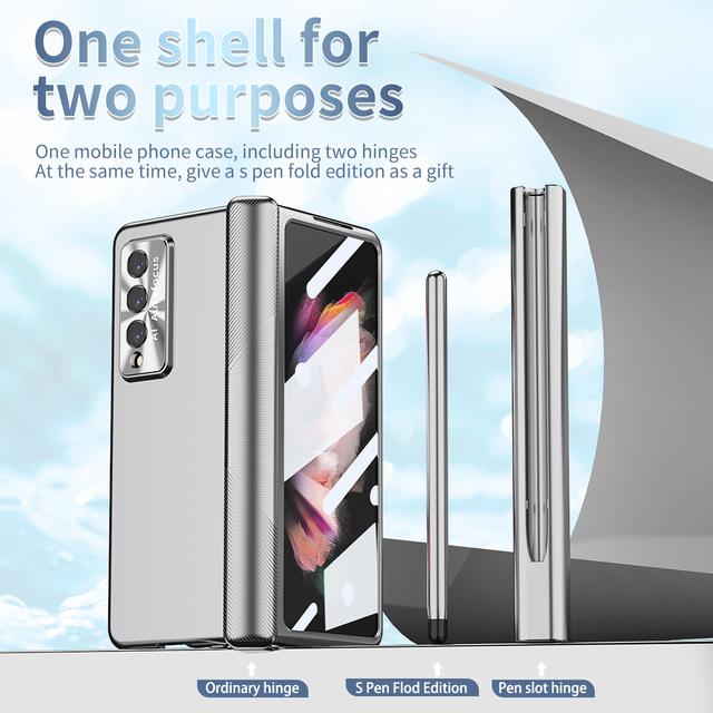 Luxury Fall Protection Mobile Phone Case For Samsung Galaxy Z Fold4 5g Fold 4 Fold3 Fold 3 Tempered Glass Film Folding Cases