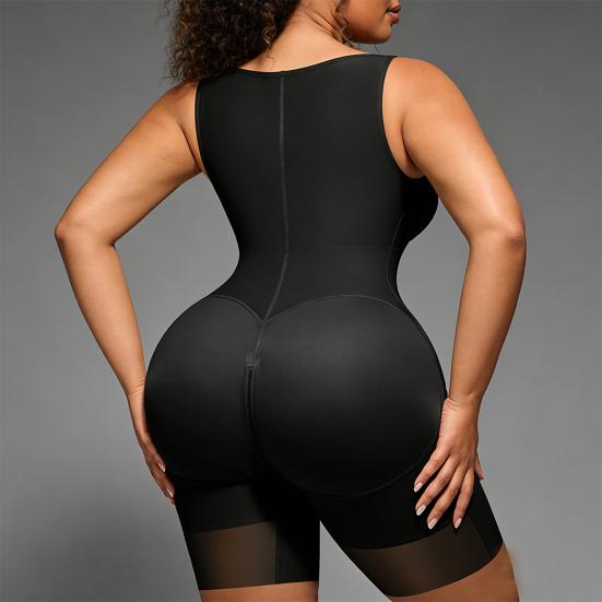 Body gainant à braguette zippée pour femmes Post-partum Faja Contrôle du ventre Rehaussement des hanches Shapewear Respirant Bretelles réglables Contrôle fort Sans couture
