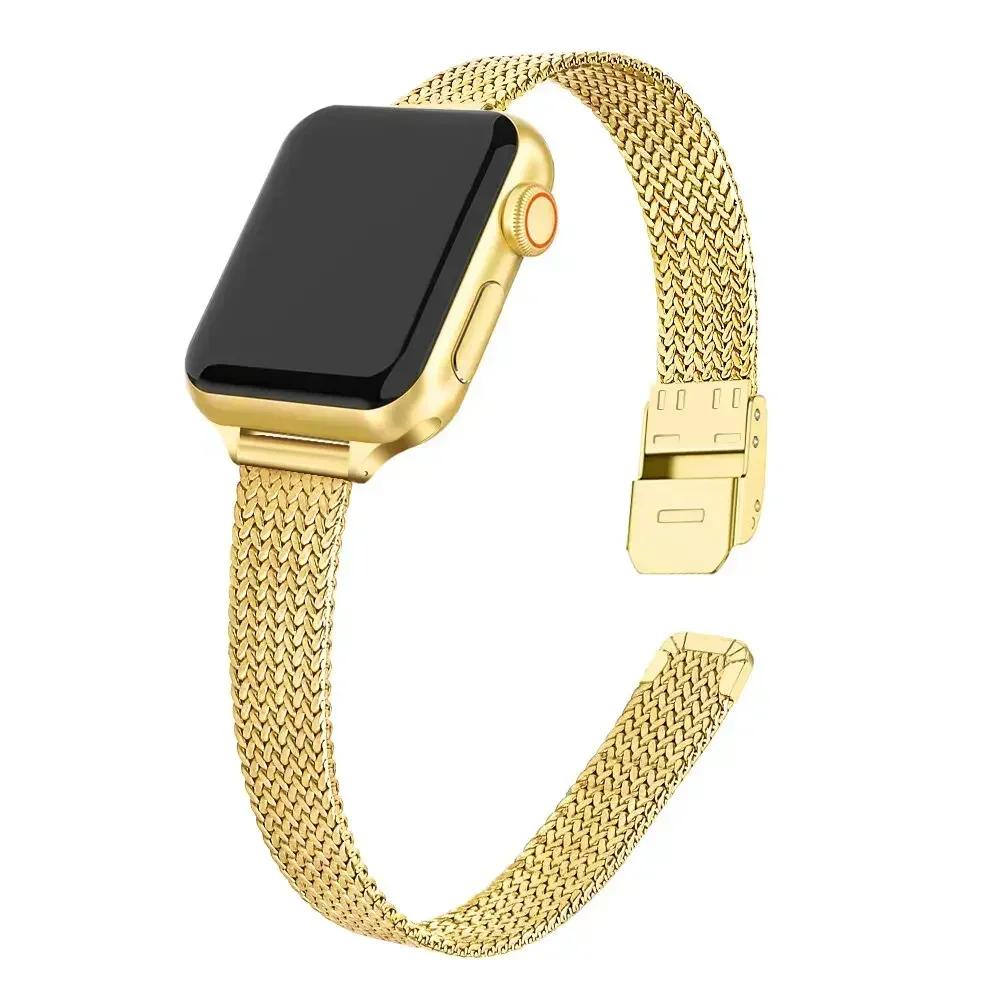New Bracelet Metal Band for Apple Watch 10 9 8 7 6 SE 5 4 44 45 49MM Ultra Stainless Steel Milanese Strap for Iwatch 42MM 46MM