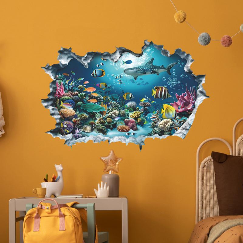Underwater Shark Wall Stickers for Bedroom, Living Room, or Porch Home Decor