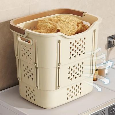 Dirty Clothes Basket Hollow Out Moisture-proof Laundry Basket Simple Foldable Storage Box Removable Laundry Bathroom Accessory