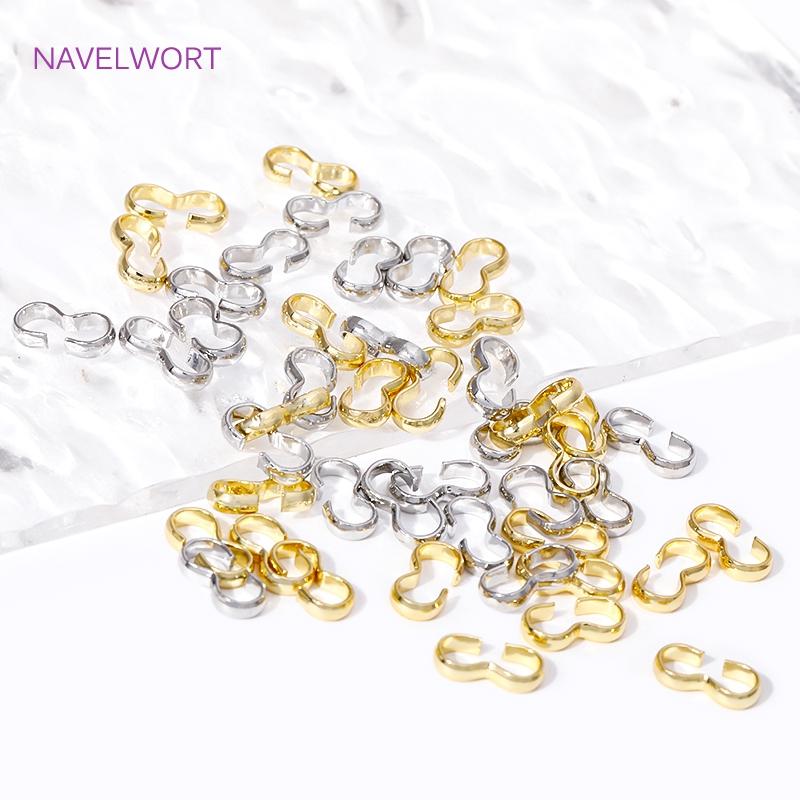 50-100Pcs/Lot 18K Gold Plated Brass Double Open Rings Connectors Clasps For Bracelets/Necklaces Making DIY Jewelry Materials