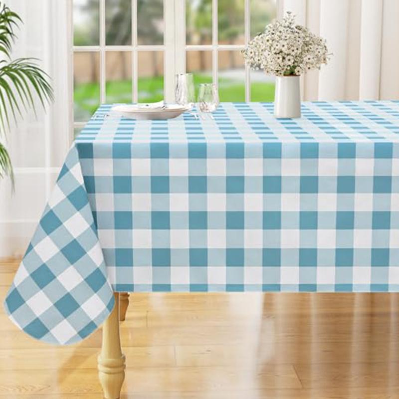 Olanly Rectangle Waterproof Vinyl Table Cloth Buffalo Flannel Backed Tablecloth Wipeable Plastic Table Cover For Easter Kitchen