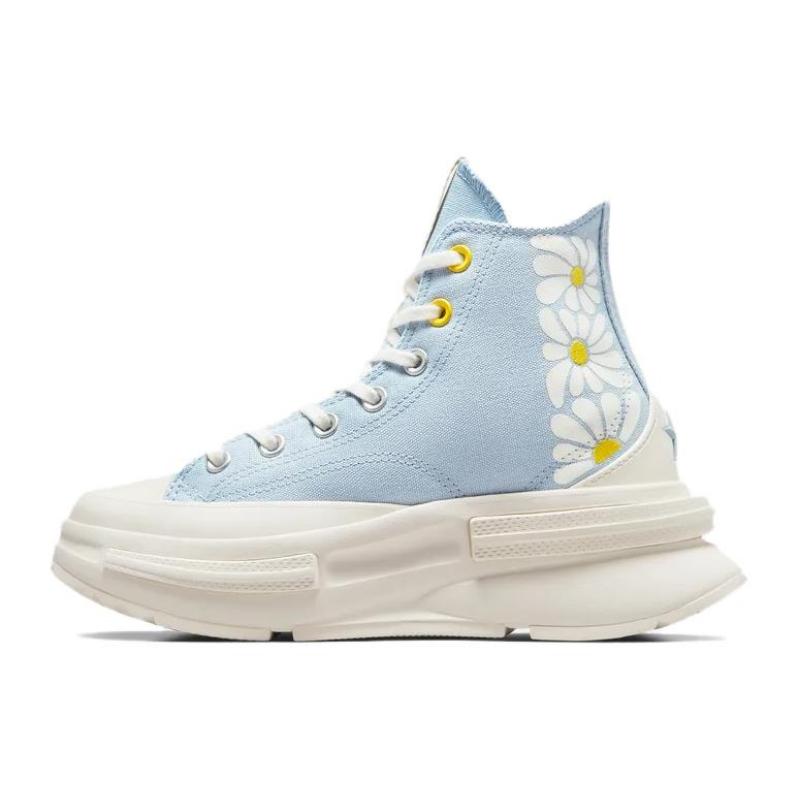 Converse Run Star Legacy Comfortable and Versatile Abrasion Resistant High Top Espadrilles Unisex Blue & Yellow