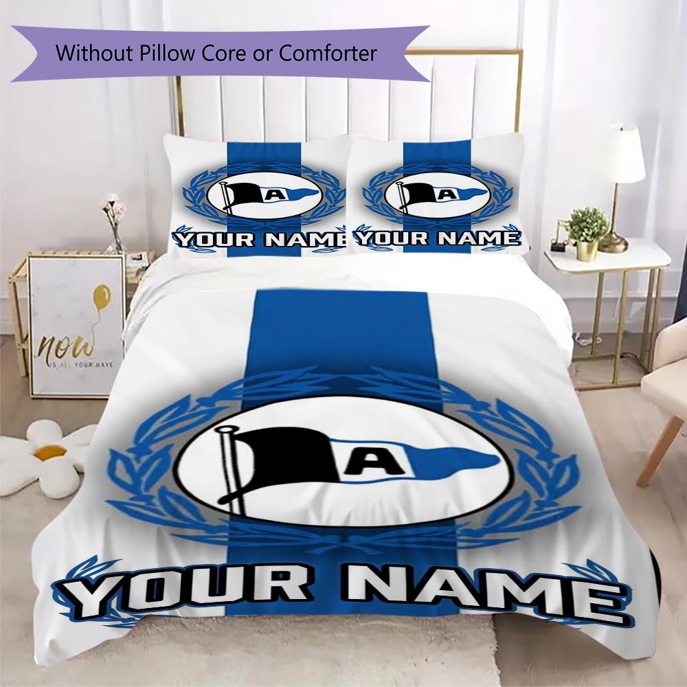 Custom Name Arminia Bielefeld Pattern Bedding uilt Set uilt Cover Pillowcase Home Decoration Birthday Gift (1*duvet cover+2*pillowcase without core)