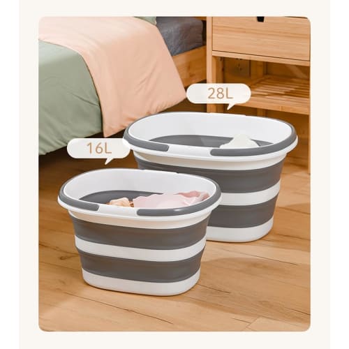Gorocking Folding Bucket, 16L/28L Large Capacity, Stylish, Perfect for Camping, Laundry, Car Washing, Footbaths, and Fishing (Gray, 16L)