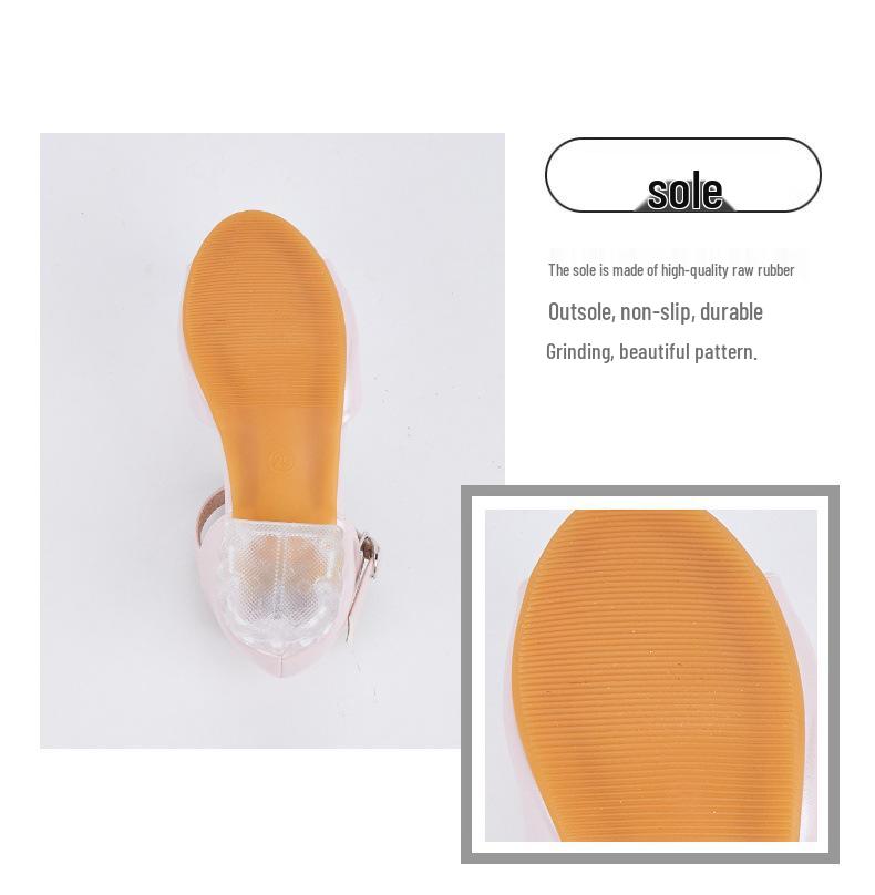 2025 Stylish Girls' High Heel Camellia Sandals - Princess Shoes for Outdoor Wear