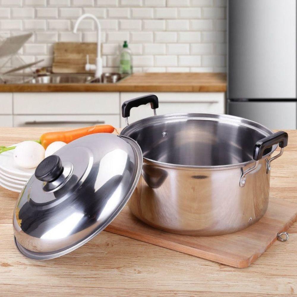 Binaural Handle Soup Pot with Lid Stewed Pot Multi-purpose Stockpot  Noodles