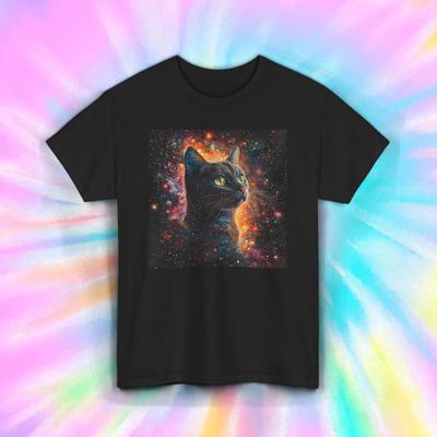 Galaxy Cat Shirt Space Universe Feline Star Nebula Cosmic Art Tee S-5XL