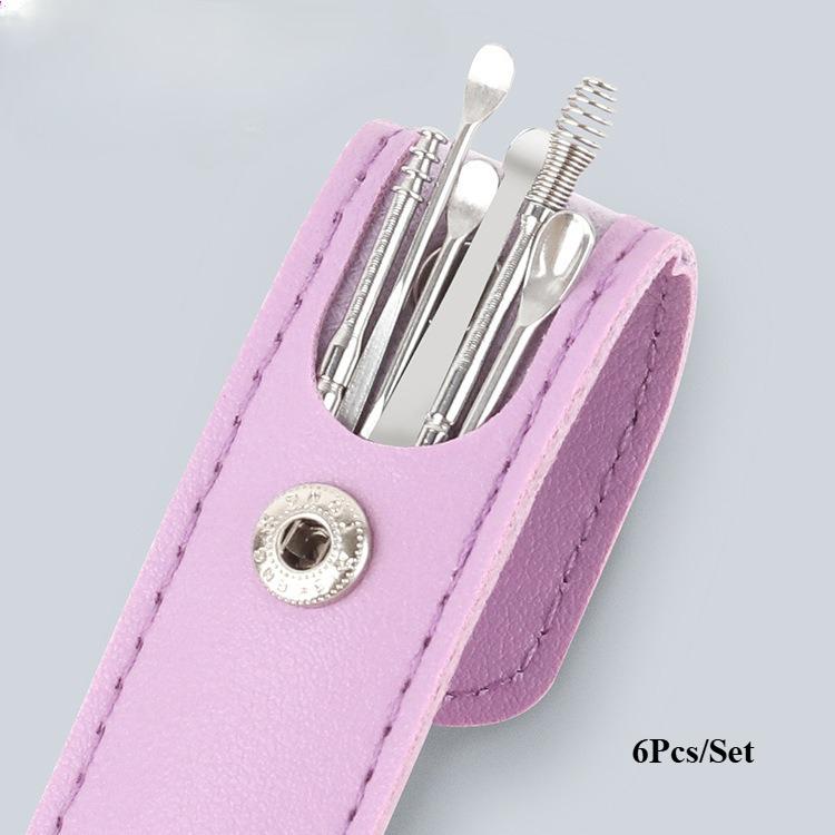 Durable And Safe 6Pcs Ear Cleaner Ear Wax Remover Cleaning Kit Pick Earwax Curette Spoon Care Removal Tool For Baby Adults Ear Care Set