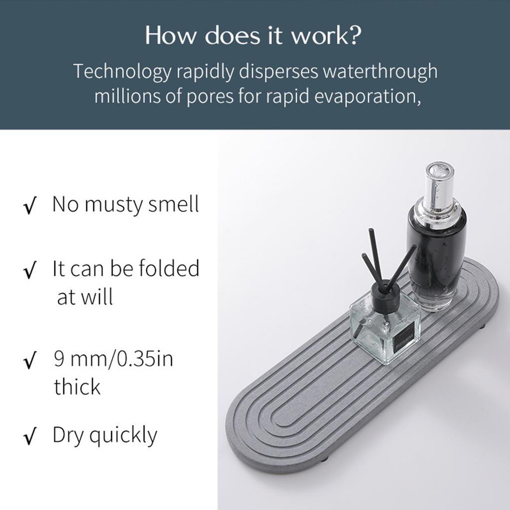 2 Piece Diatomaceous Stone Sink Tray Set Efficient Water Absorption and Quick Drying Pad for Kitchen and Bathroom