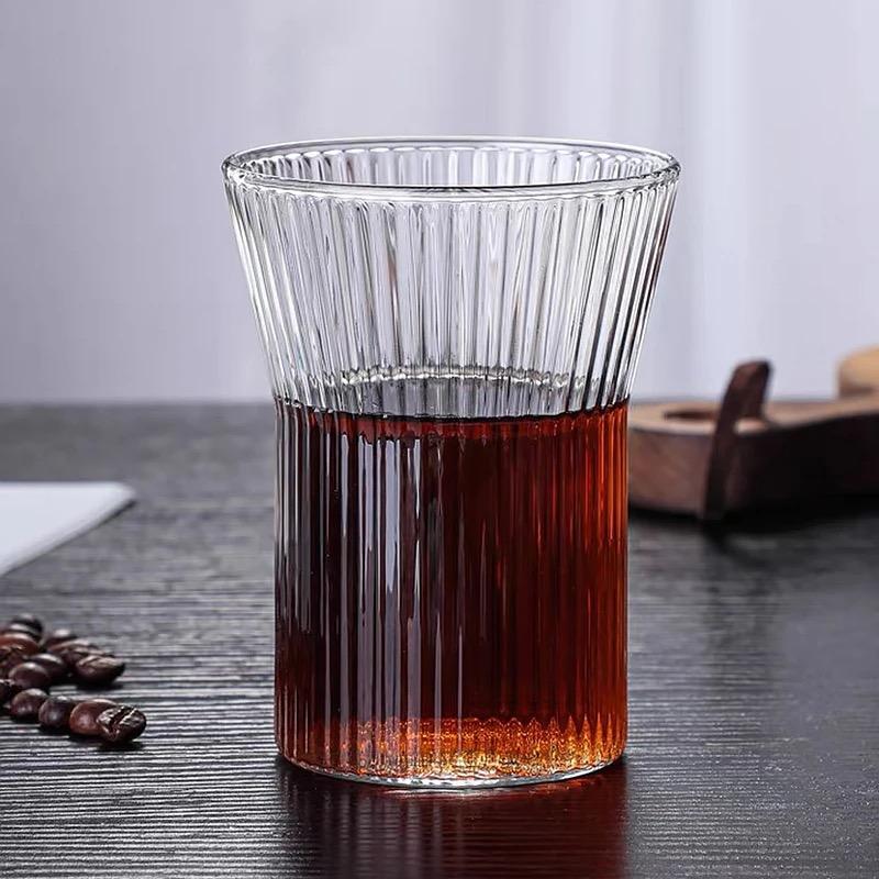 

Японский прозрачный полосатый стакан ручной работы – ретро-стакан для виски, чая, сока и вина – термостойкий B