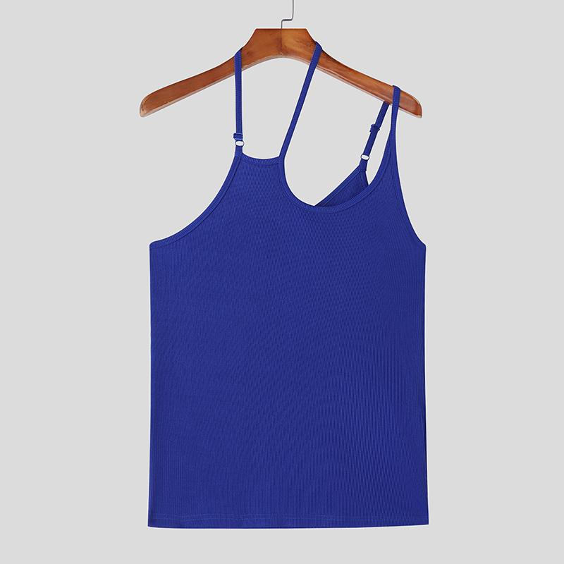 

INCERUN Men Strap Tops Casual Cutout Sleeveless Solid Tanks Camisole L синий