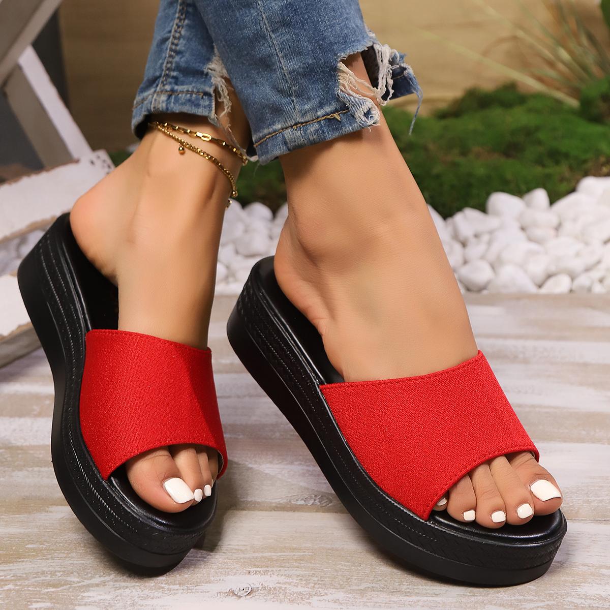 

Женские Сандалии Тренд Мягкая Подошва Сандалии На Танкетке Летние Легкие Обувь На Платформе Для Женщин Мода Роскошь Уличная Женская Обувь 36 красный