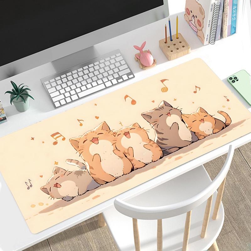 

VIKAMA Cute Cartoon Kitten Family Mouse Pad Desk Mat Non-Slip Waterproof Desktop Rug Texas Hold em Poker Mat 30X70CM