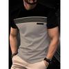 Men's Simple and Fashionable Contrasting Color T-shirt Summer Business Short Sleeved 3D Printed Top Casual Loose Daily Street Wear