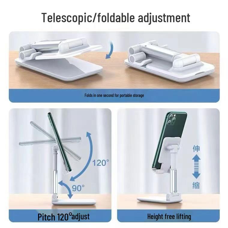 Adjustable Portable Tablet and Phone Stand, Foldable and Multifunctional for Desk Use