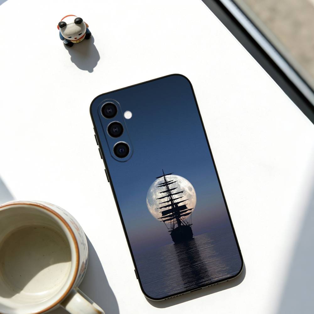 Sailing ship Phone Case Soft black For Samsung Galaxy A73,A72,A71,A70,A53,A52,A51