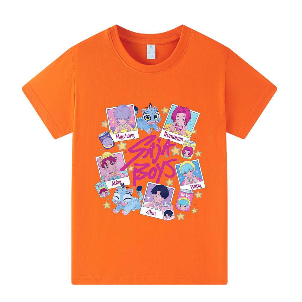A1206 Kids Boys Girls Sajaboys Kpop Rumi Zoey Mira Print Short Sleeves T-shirt