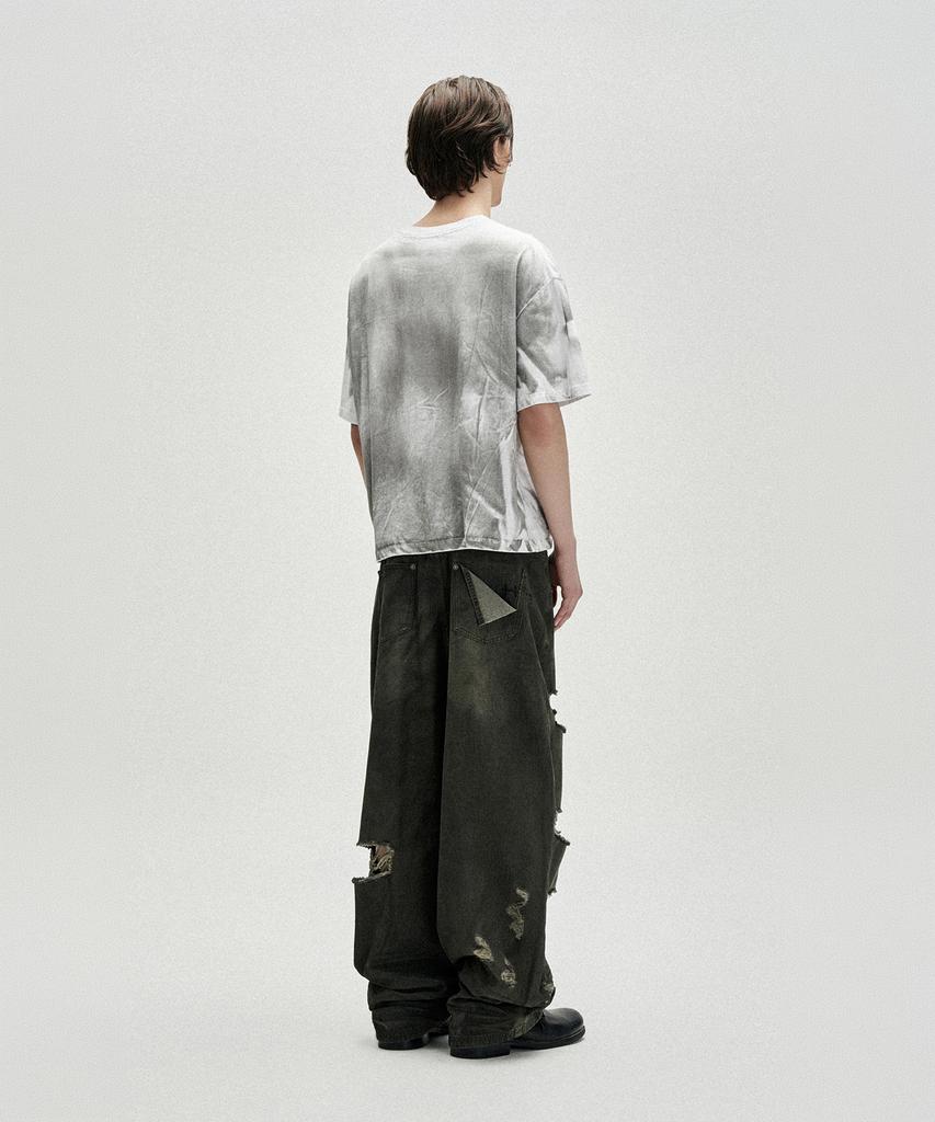 NOT4NERD Candle Residue Oil Washed Loose Cropped T-Shirts - White
