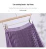 Solid Color High-Waisted Pleated Lurex Mesh Midi Skirt