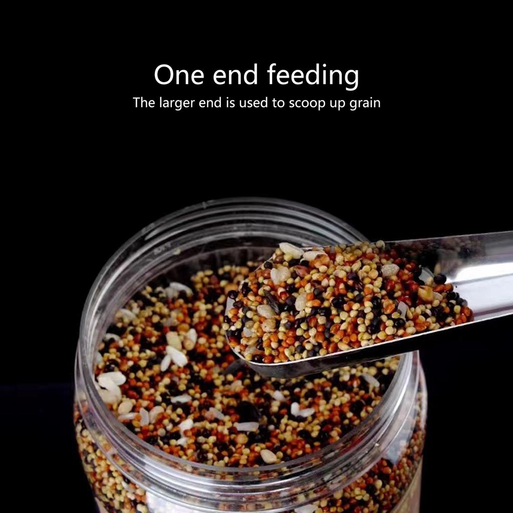 Velká nerezová lžíce na krmení ptáků pro papoušky a domácí ptáky s dlouhou rukojetí pro snadné krmení v kleci, naběračka