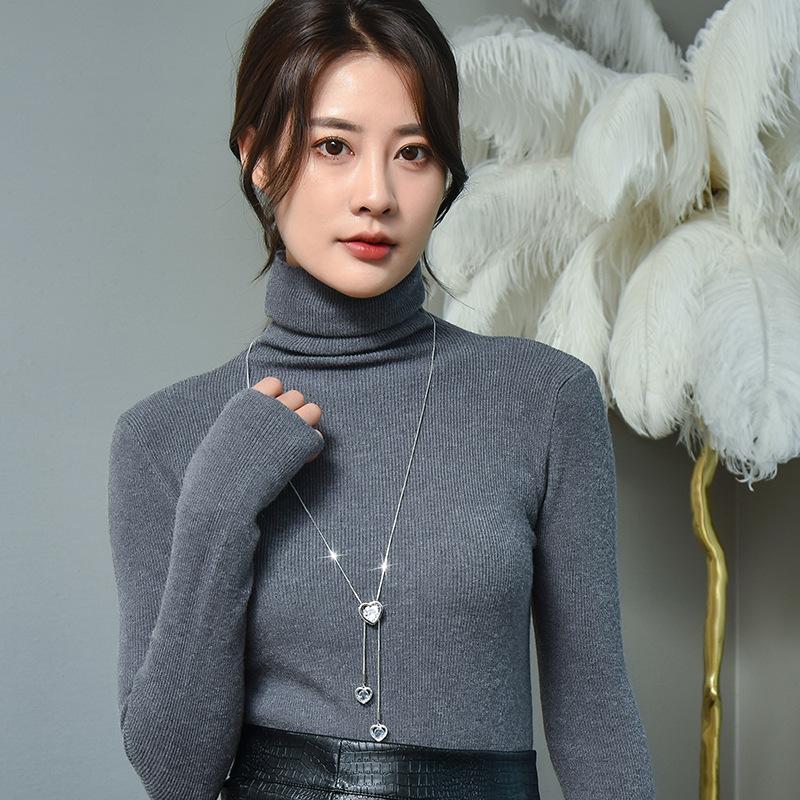 Temperament Love Sweater Chain Fashionable Long Peach Heart Necklace Autumn And Winter Versatile Pendant
